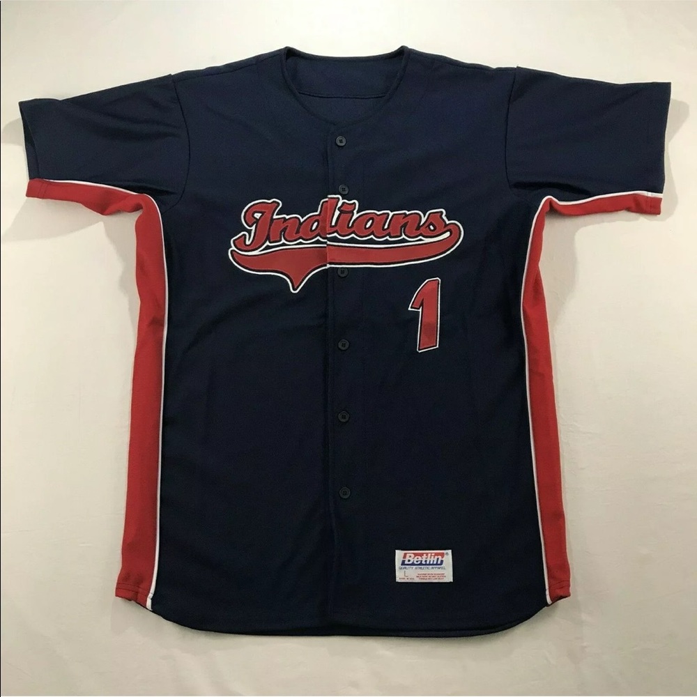 Indians Baseball Jersey #1 Size L Blue
